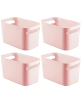 mDesign Deep Plastic Bath Storage Bin with Handles, 10" Long, 4 Pack, Light Pink