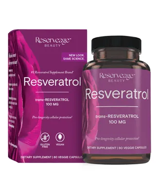 Reserveage Resveratrol 100 mg Antioxidant Supplement for Heart and Cellular Health, Supports Healthy Aging, Paleo, Keto, 60 Capsules (60 Servings)