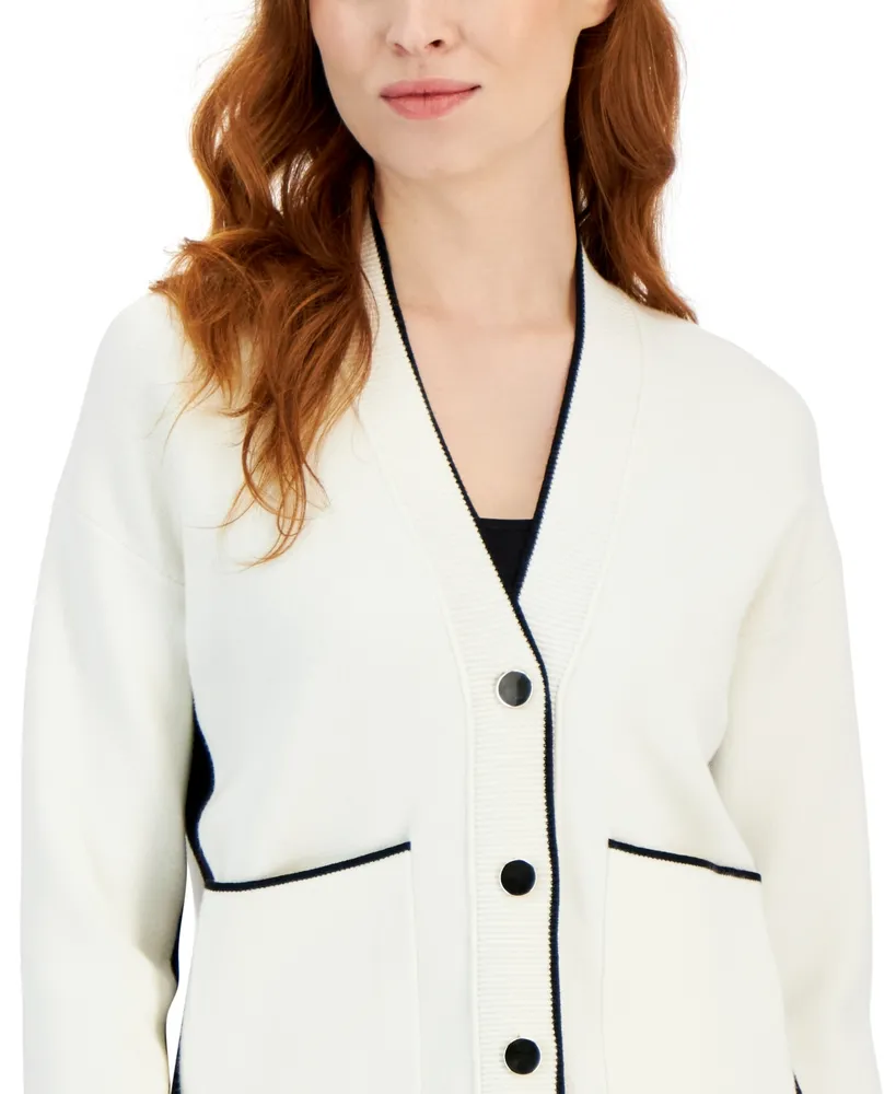 Anne Klein Women's Contrast Trim Cardigan