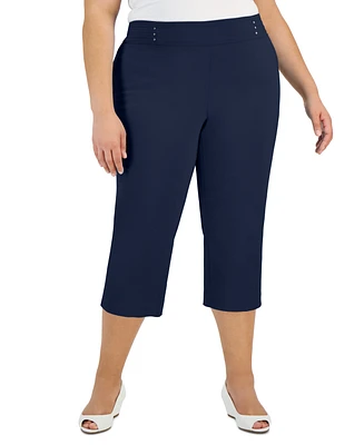 Jm Collection Plus Tummy Control Pull-On Capri Pants