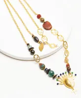 Nectar Nectar New York 18k Gold-Plated Chezerah Two-Row Gemstone Statement 32" Necklace