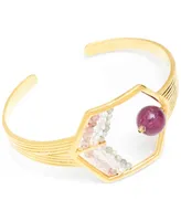 Nectar Nectar New York 18k Gold-Plated Mixed Gemstone Cuff Bracelet