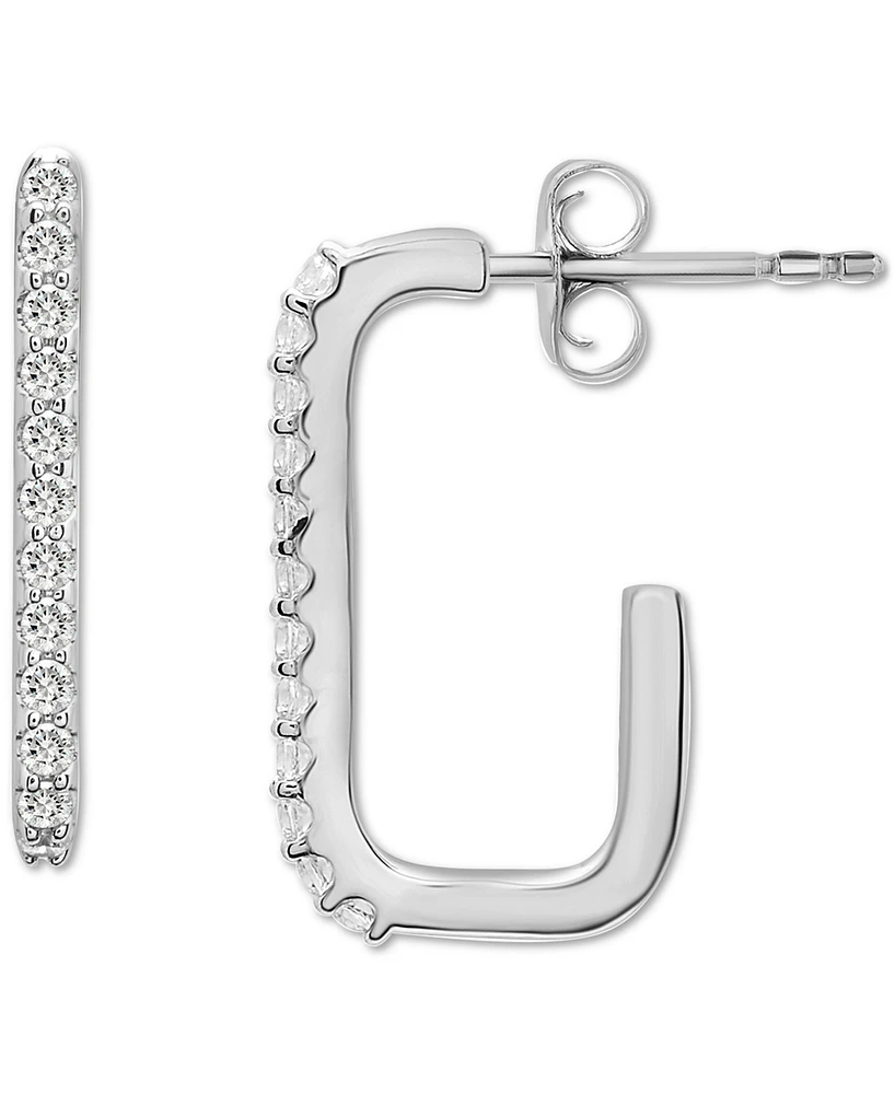 Wrapped Diamond Squared Open Hoop Earrings (1/6 ct. t.w.) in 14k White Gold, Created for Macy's