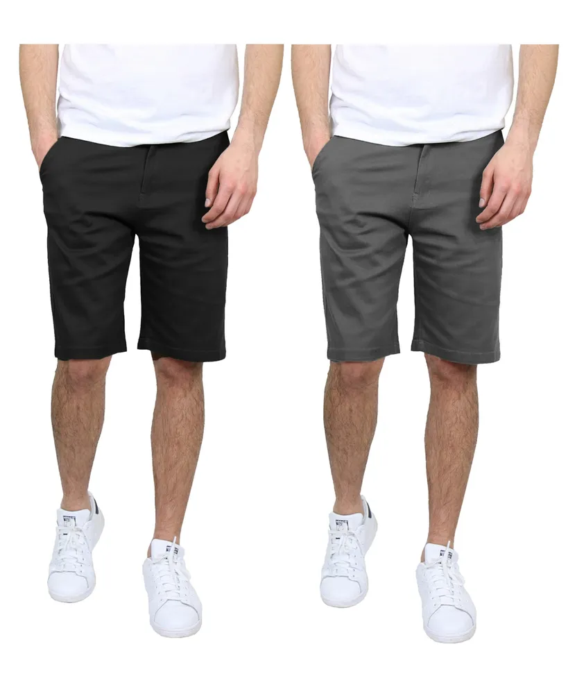 Galaxy By Harvic Men's 5 Pocket Flat Front Slim Fit Stretch Chino Shorts, Pack of 2