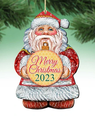 Designocracy 2023 Dated Merry Christmas Wooden Ornaments Holiday Decor Set of 2 G. DeBrekht