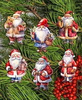 Designocracy Santa Christmas Wooden Clip-On Ornaments Set of 6 G. DeBrekht