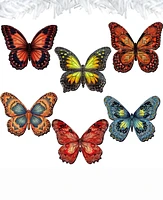 Designocracy Holiday Wooden Clip-On Ornaments Butterfly Set of 6 G. DeBrekht