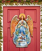 Designocracy Guardian Angel Christmas Door Hanger Wooden Door Decor G. DeBrekht