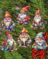 Designocracy Christmas Garden Gnomes Christmas Wood Clip-On Ornaments Set of 6 G. DeBrekht