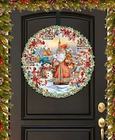 Designocracy Merry Christmas Wreath Christmas Wooden Wall Decor Door Decor G. DeBrekht