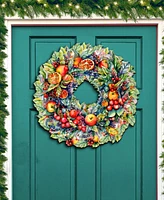 Designocracy Holiday Wooden Door Decor Wall Decor Summer Harvest Fruit Wreath G. DeBrekht