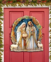 Designocracy Nostalgic Nativity Scene Christmas Wooden Wall Decor Door Decor G. DeBrekht