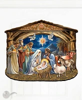 Designocracy The Birth of Jesus Nativity Scene Christmas Wooden Door Hanger Door Decor G. DeBrekht