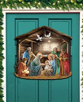 Designocracy Nativity Scene Christmas Wooden Door Hanger Door Decor G. DeBrekht