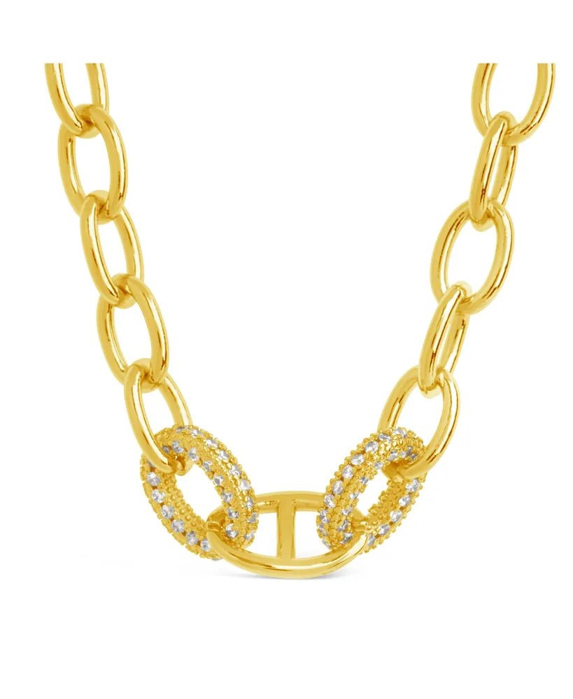 Sterling Forever Double Carabiner Layered Necklace - Gold