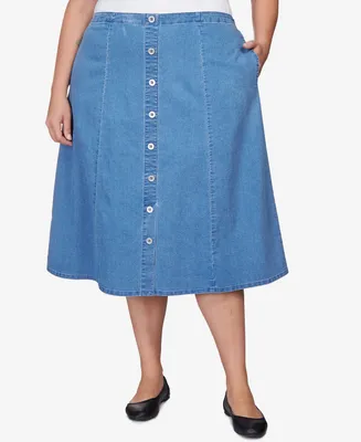 Alfred Dunner Plus Paneled Denim Skirt