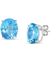 Blue Topaz Oval Stud Earrings (10 ct. t.w.) in 14k White Gold