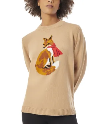Jones New York Women's Fox Long-Sleeve Crewneck Sweater