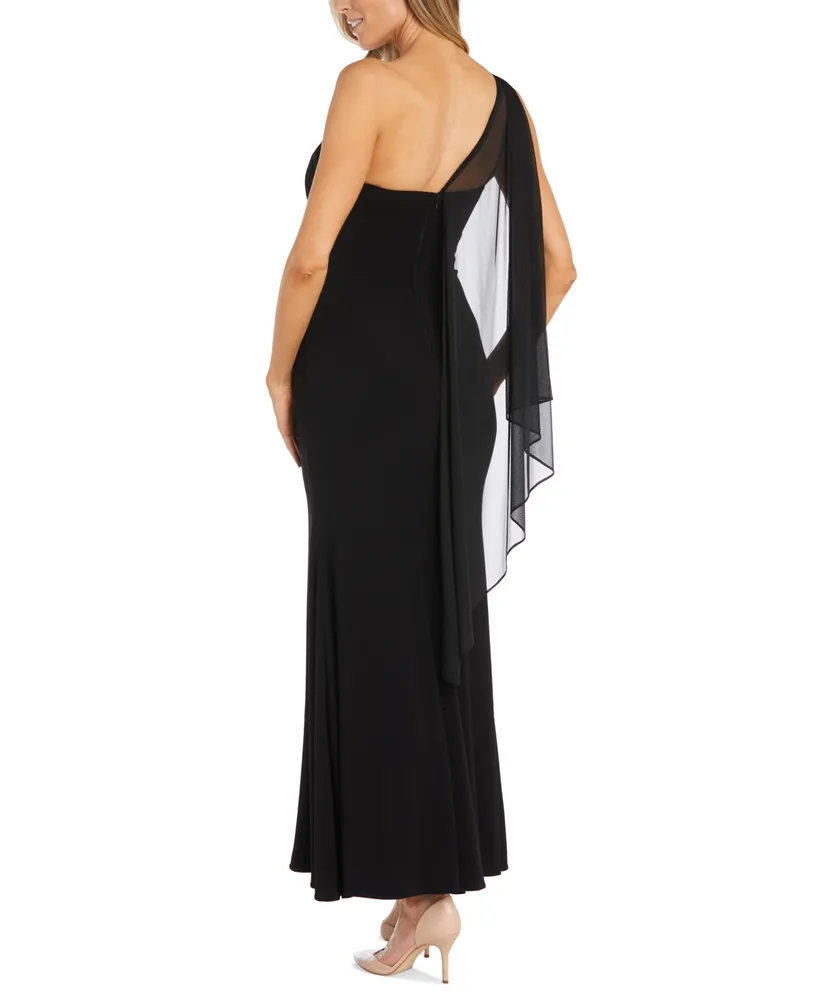 Nightway Women's Rhinestone-Trim One-Shoulder Gown