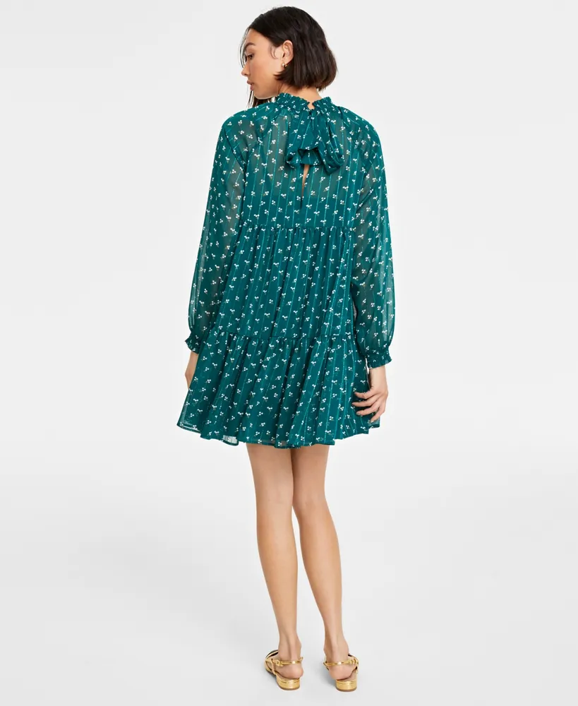 On 34th Women's Ditsy Floral High-Neck Tiered Dress, Created for Macy's