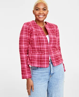 On 34th Women's Long-Sleeve Crop Tweed Jacket, Created for Macy's
