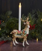 Fitz and Floyd Noel Holiday Standing Deer Candle Holder, 10.25-in