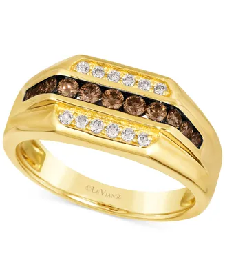 Le Vian Men's Chocolate Diamond & Nude Diamond Three Row Ring (5/8 ct. t.w.) in 14k Gold