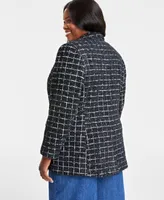 On 34th Plus Metallic Plaid Tweed Blazer, Created for Macy's