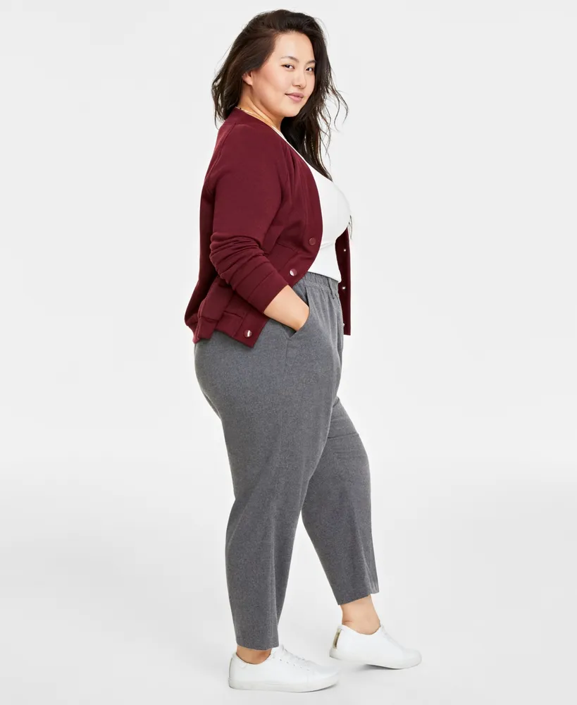 On 34th Plus Brushed Relaxed Ankle Pants, Created for Macy's