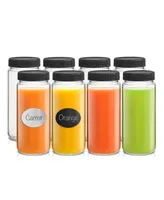 JoyJolt Glass Canning Juice Bottles with Lids, Set of 8