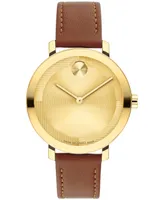 Movado Women's Bold Evolution 2.0 Swiss Quartz Cognac Leather Watch 34mm