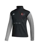 Men's adidas Black Miami Hurricanes Sideline Aeroready Half-Zip Top