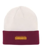 Big Boys and Girls Cream, Burgundy Washington Commanders Bone Cuffed Knit Hat