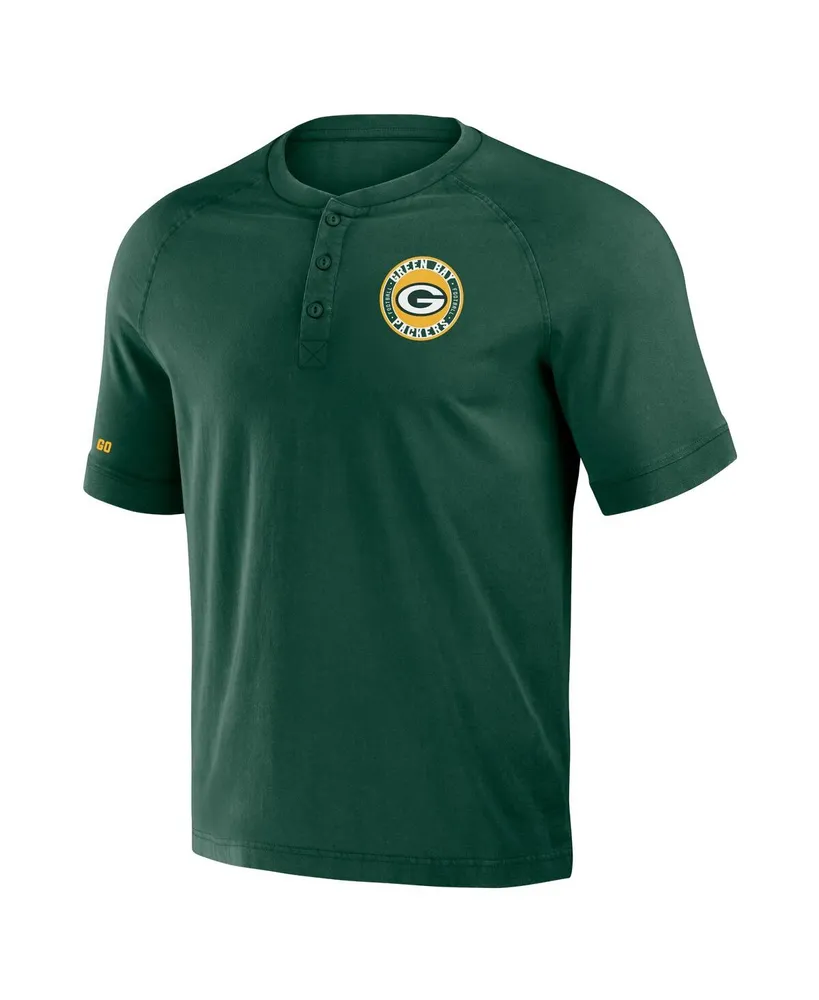 Men's Nfl x Darius Rucker Collection by Fanatics Green Bay Packers Washed Raglan Henley T-shirt