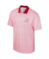 Men's Colosseum White, Crimson Alabama Crimson Tide Print Stripe Polo Shirt
