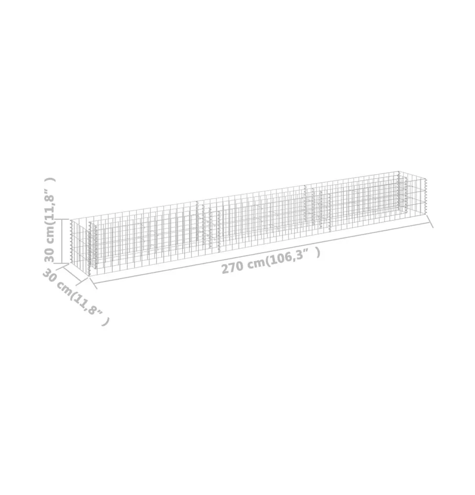 vidaXL Gabion Raised Bed Galvanized Steel 106.3"x11.8"x11.8"