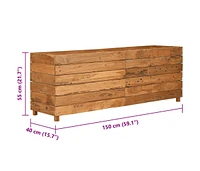 Raised Bed 59.1"x15.7"x21.7" Recycled Teak Wood and Steel