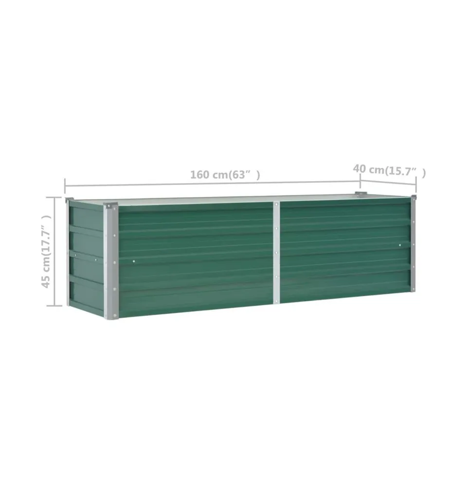 vidaXL Garden Raised Bed Galvanized Steel 63"x15.7"x17.7