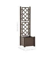 vidaXL Garden Planter with Trellis 16.9"x16.9"x55.9" Pp Mocha