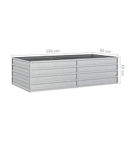 vidaXL Garden Raised Bed 63"x31.5"x17.7" Galvanized Steel Silver