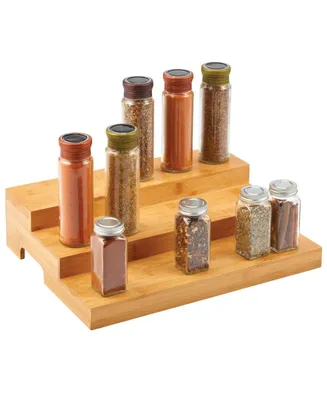 mDesign Bamboo Adjustable -Tier Spice Rack Pantry Organizer