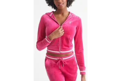 Juicy Couture Women's Heritage Rib Trim Hoodie With Contrast