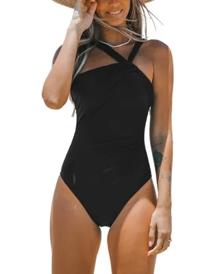 Women's Brazilian Obsession Asymmetrical Neck Tummy Control One Piece Swimsuit