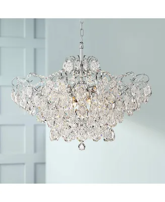 Petunia Chrome Silver Chandelier Lighting 28" Wide Clear Crystal Orb 12