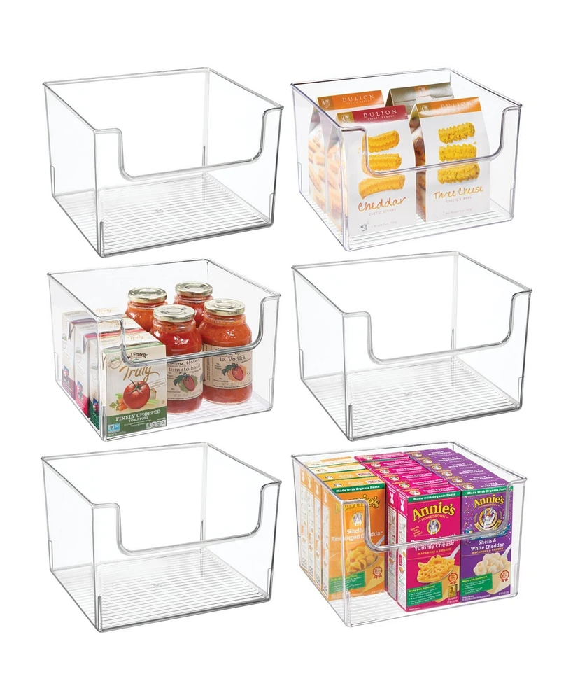 mDesign Plastic Kitchen Storage Organizer Bin with Open Front - 6 Pack - Clear