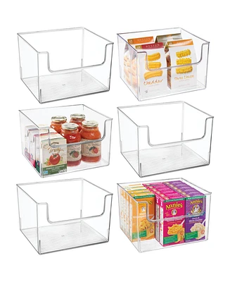 mDesign Plastic Kitchen Storage Organizer Bin with Open Front - 6 Pack - Clear