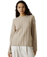 Lilysilk Women's Semi-Sheer Cable-knit Sweater