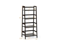 4-Tier Bamboo Plant Rack with Guardrails Stable and Space-Saving