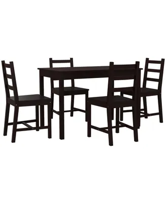 Homcom Dining Table Set for 4, 5 Piece Modern Kitchen Table and Chairs, Wood Dining Room Set for Small Spaces, Breakfast Nook