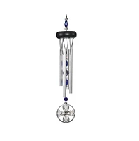 15" Long Blue Wooden Top Gem Wind Chime